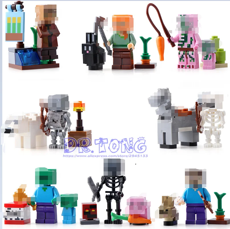 

DR.TONG 8pcs/lot DIY Bricks SY691 Style My World mini Zombie Steve figure Building Blocks Toys Compatible city Model Bricks