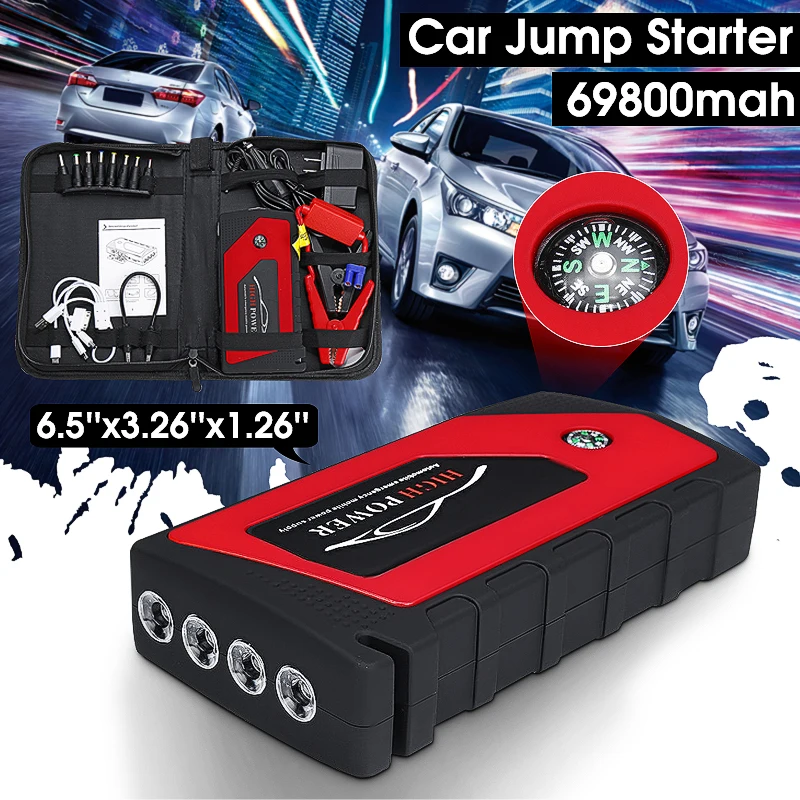 Goede Autoleader 12 v Multi Functie 69800 mah Draagbare Uitgangspunt Apparaat Auto Jump Starter Power Bank Autolader 4USB Uitgang US Plug