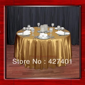 

Gold 108" Round Shaped Poly Satin Table Cloth /Banquet Tablecloths/Table Linen/Free Shipping/ For Wedding Party Decorating