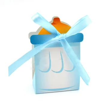 

Hot Sale 50pcs/lot Baby Milk Bottle Candy Box Pink Girl Blue Boy Baby Shower Baptism Christening Birthday Gift Party Favors So