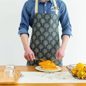 

Nordic Style Cotton Apron Oil-proof Half Apron with Convenient Pockets Cooking Baking BDF99