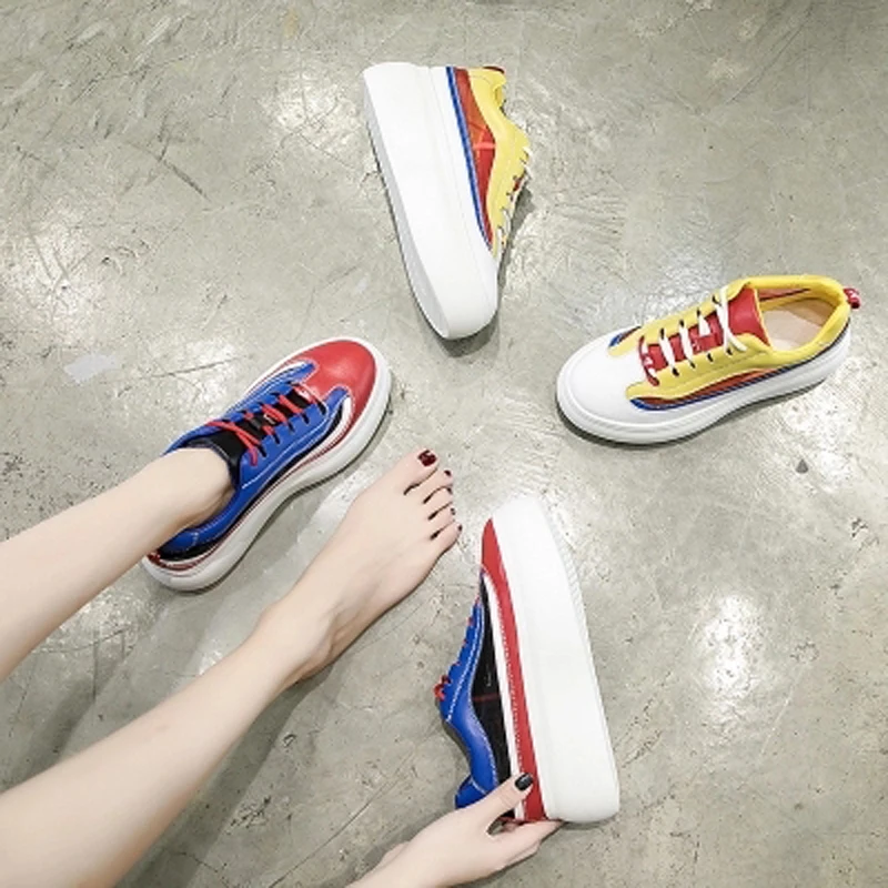 Nueva L Thick Coreana 100 De Loosecake Versión Azul Zapatos Toma Mujer Super Malla Superficie Verano Fuego amarillo Bottom 2018 Ins Aumentar Transpirable wnYH8
