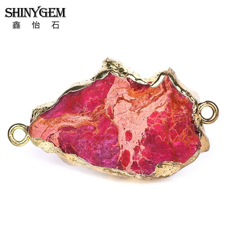 

Natural Sea Sediment Jasper Irregular Connector Double Bails Druzy Pendant Beads Fashion Druzy Jewelry