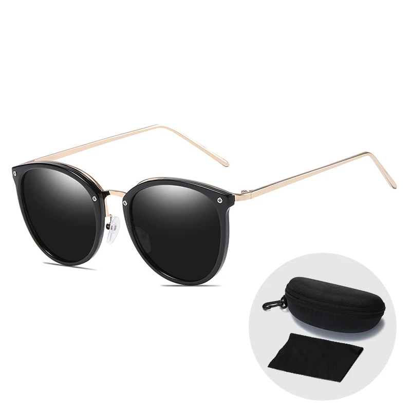 

Trendy Vintage Goggles Brand Designer Cat Eye Sunglasses For Women Men UV400 Polarized Outdoor Driving Sun Glasses with Zip Case