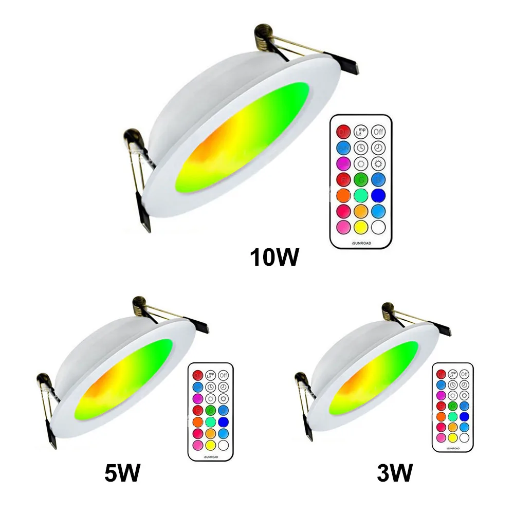 

Led Panel Light AC220V Ceiling Light LED RGBW (Colorful + White/Warm White)Straw Hat Light Dimmable Downlight With 21Key Control