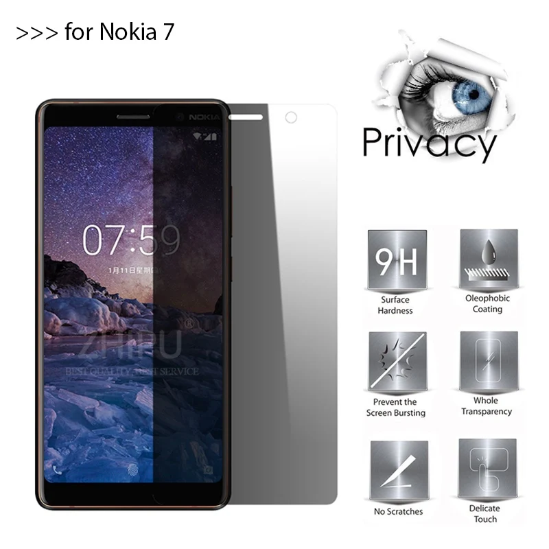 

For Nokia 7 5.2" 2.5D Arc Edge Anti-Spy Privacy Tempered Glass For Nokia 7 Screen Protector Film Guard Cover Shield