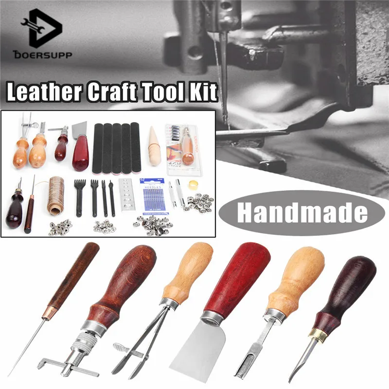 

New 35Pcs/Set DIY Leather Craft Tool Set Stitching Carving Working Sewing Handmade Leather Goods Hand Sewing Set