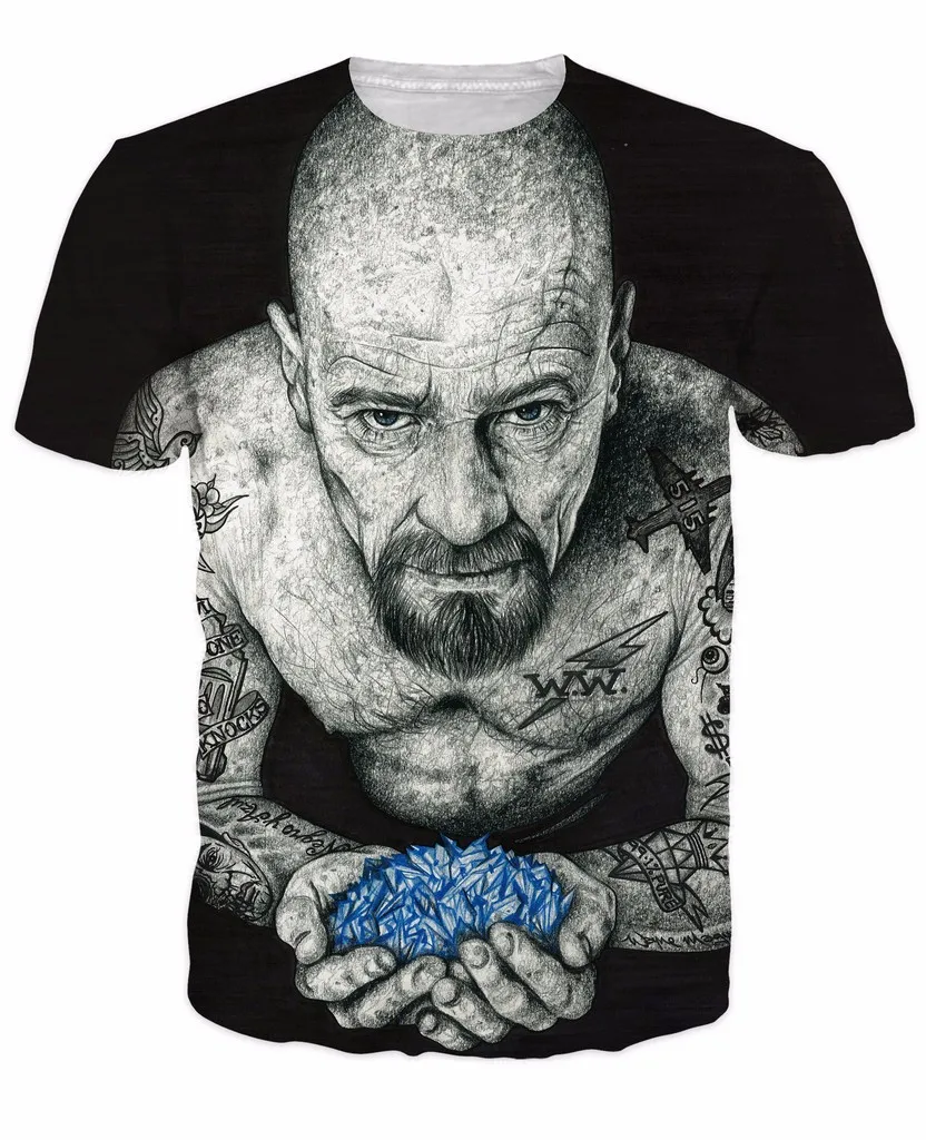 Heisenberg/Популярная футболка с 3D принтом, футболка с надписью «Breaking Bad», забавные майки, модный бренд, повседневный Топ, S-5XL