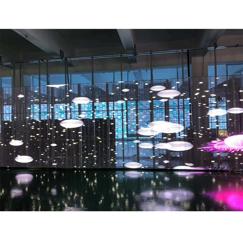 

New design p3.91 ultra slim led transparent display screen, indoor transparent led mesh video wall