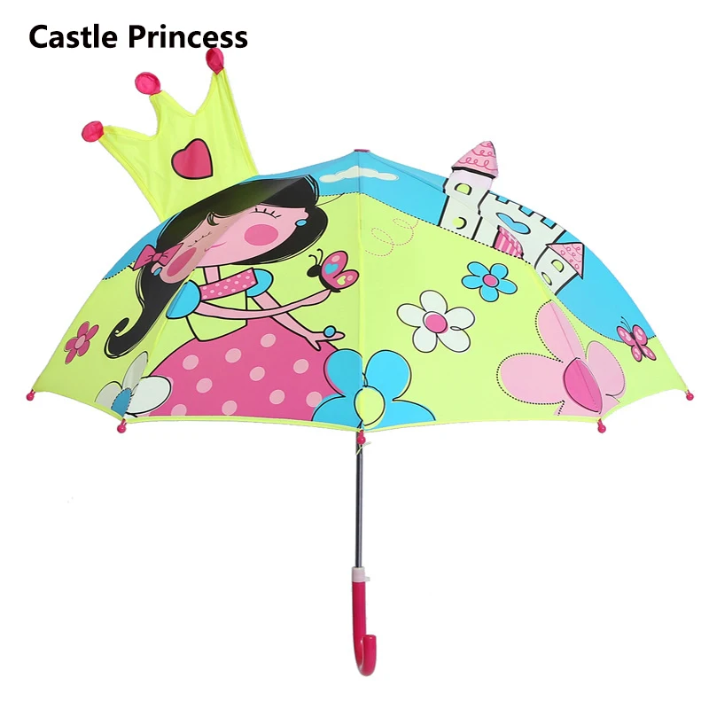 3D милый мультяшный зонтик от дождя для детей, маленькие зонты, детский зонтик для мальчиков и девочек, модный неавтоматический зонтик