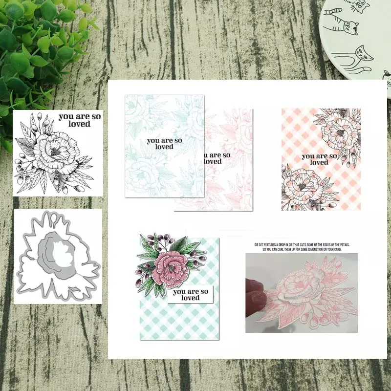 

Blooming flowers Metal Cutting Dies and stamps Talk box Stencils for DIY Scrapbook Photo Album Paper Card Decorative