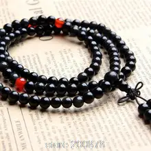 BRO543 натуральный черный браслет с агатами для девочек буддийские бусины для медитации и молитвы мала