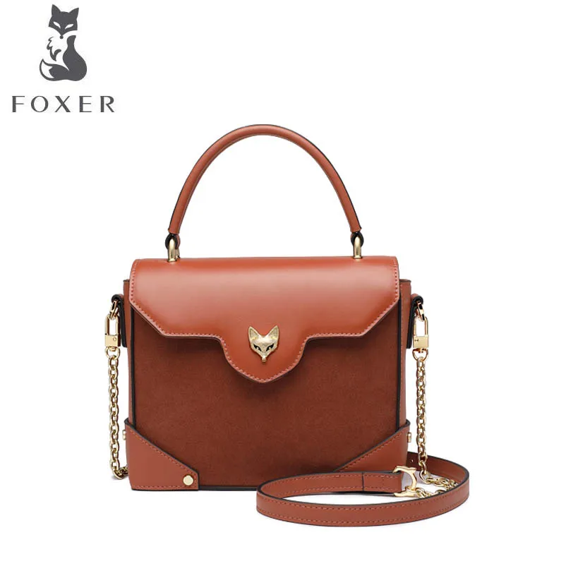 

FOXER 2019 new casual leather shoulder messenger bag Fashion chain bag Designer bag female
