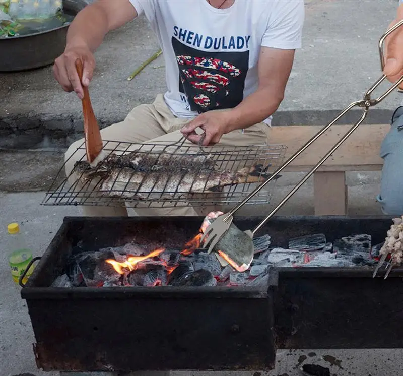 Зажим для хлеба, мяса, овощей из нержавеющей стали, щипцы для барбекю, барбекю, гриля, уличные угольные ножницы, щипцы для кухонной сервировки