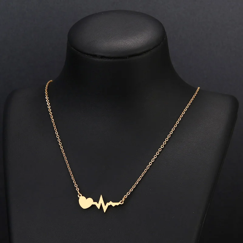 Hibobi Necklace Women Stainless Steel Jewelry Heart Trendy Necklaces Pendants Chain Donot Fade Valentine's Day Gift (1)