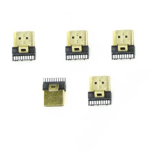 

2 Pcs HDMI Male Gold Plate 19Pin Plug Soldering Wire Type Connectors