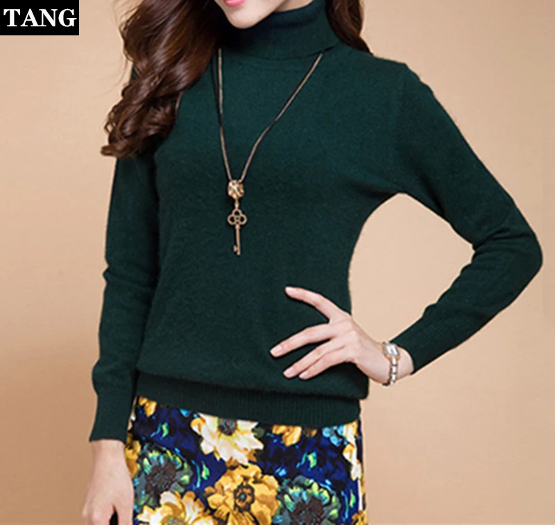 High Quality Turtleneck Pullovers Women Autumn New Wool Collar Sweater Slim Bottom Sweaters Ladies Solid Jumper Plus Size | Женская