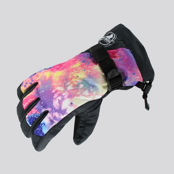 Женские Водонепроницаемые Нескользящие лыжные теплые перчатки для катания на лыжах на открытом воздухе с сенсорным экраном - Цвет: C 1