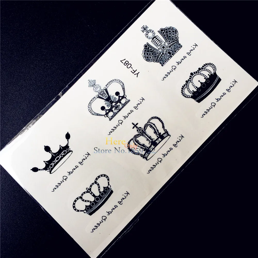 

1PC Fashion Queen Crown Little Black Tattoo Makeup Party Summer Style Tattoo Stickers HYF-087 Beach Beauty Flash Tatoo Selfie