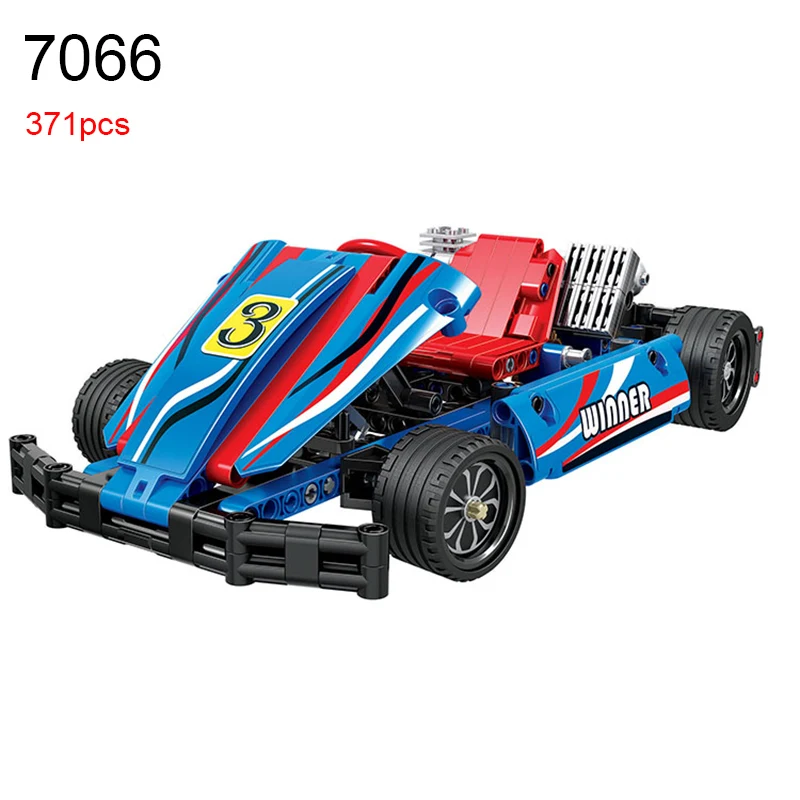 Победитель 7066 371 шт Technic Kart гоночный автомобиль строительные блоки Обучающие DIY