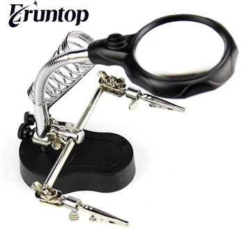

Eruntop 1PCS MG16126-A LED Clamp Soldering Iron Stand Helping Hands Magnifying Glass Magnifier