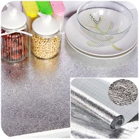 Кухня водонепроницаемый анти-масло алюминиевая фольга самоклеющиеся наклейки коврики анти-масло серебряные обои для ящика ванной комнаты - изображение