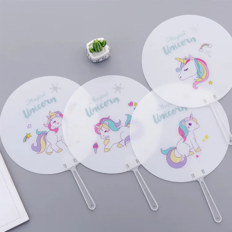 

30pc/lot New summer Unicorn cactus cartoon style plastic handle fan / cool creative students hand fan /Event & Party Supplies