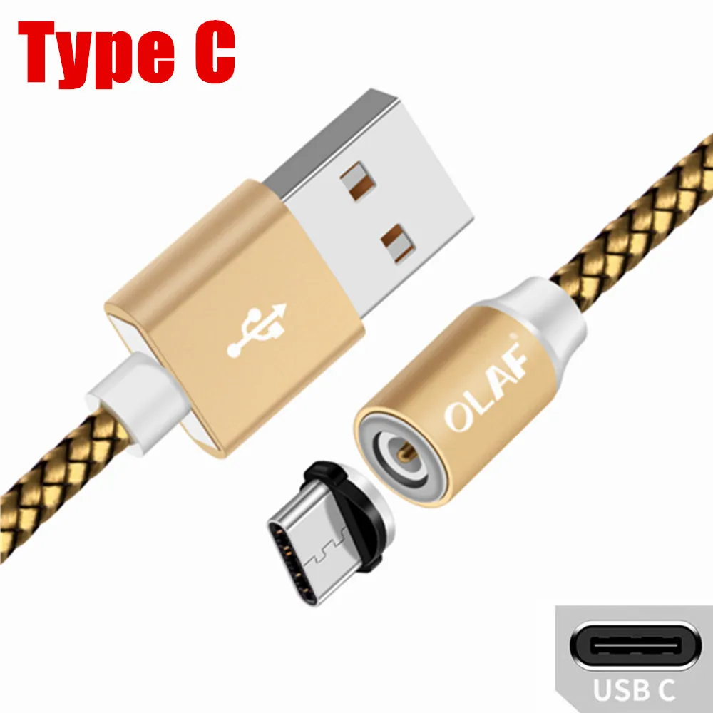 2 м 1 м микро USB Магнитный кабель для iPhone X Xr Xs Max usb type C кабель Быстрый Магнитный usb кабель для зарядки для samsung S9 Xiaomi - Цвет: Gold Type C Cable