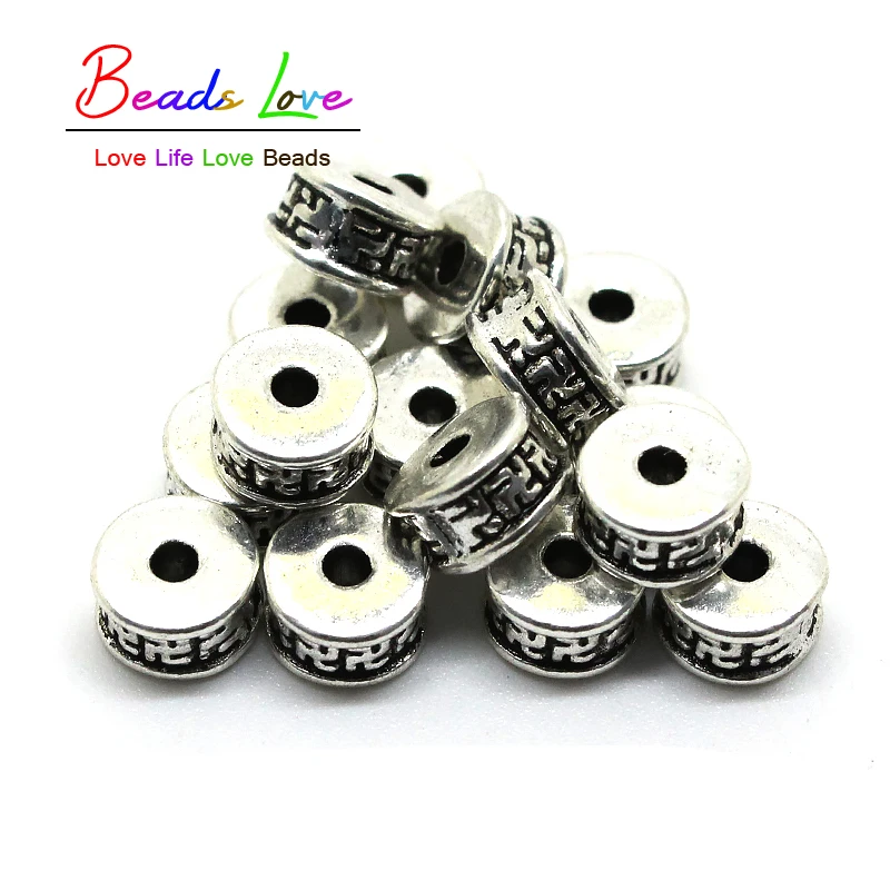 

60pcs /lot Wholesale DIY Jewelry 6mm*3mm Vintage Tibetan Silver Bead Spacers Beads (w03525)