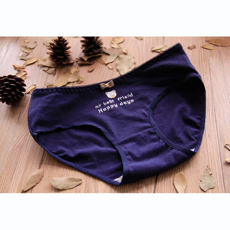 2018 Girls Underwear 7pc/lot lace lovely navy panties Bow Low Waist Briefs Young Girl teenagers Pants children students