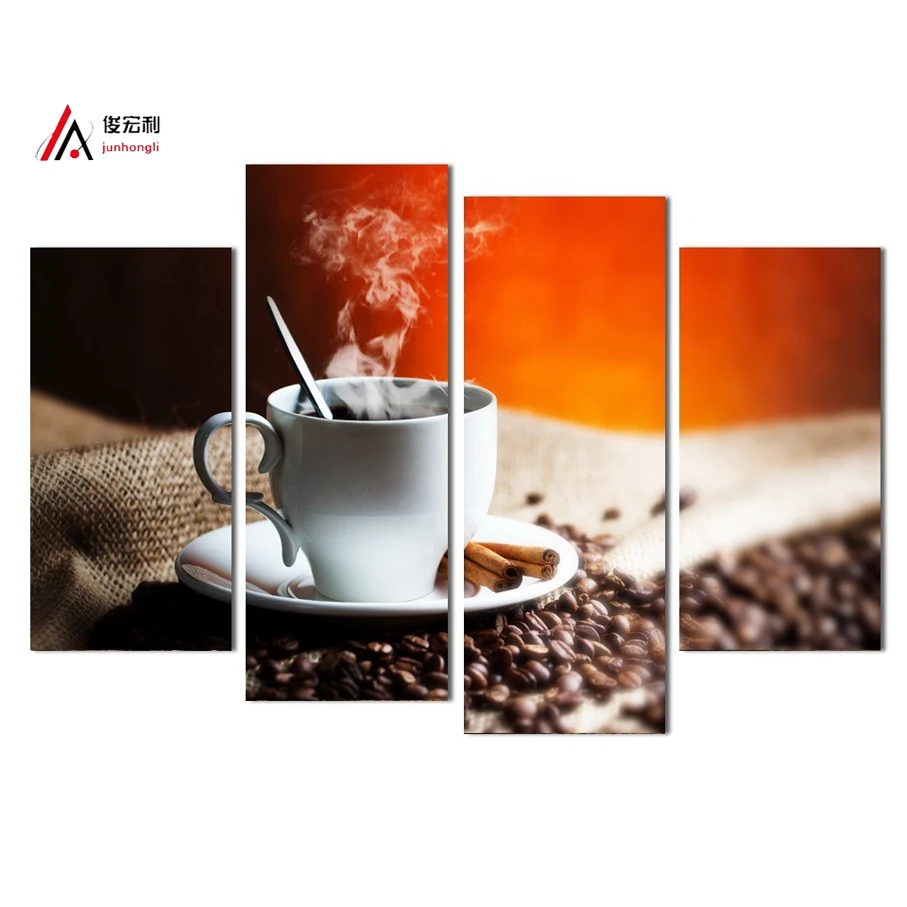 4 panel Hot Sale Home Decor Artwork painting print on canvas coffee