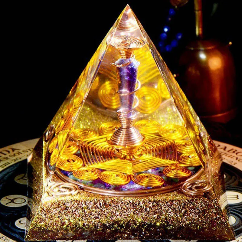 Кристаллическая Пирамида AURA REIKI с добавлением богатства преобразователь энергии