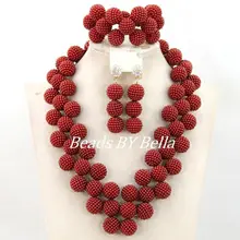 Горячий дизайн Бургундия нигерийская Свадьба Свадебный комплект ювелирных изделий костюм ожерелье африканские бусы комплект ювелирных изделий ABY852