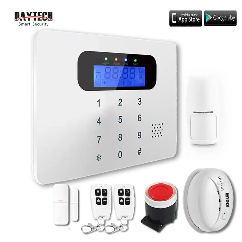 DAYTECH GSM сигнализация, домашняя охранная сигнализация, DIY комплекты, Автонабор сирены, датчик оповещения, PIR обнаружение, дистанционное управление приложением - Цвет: GSM03-Kit5