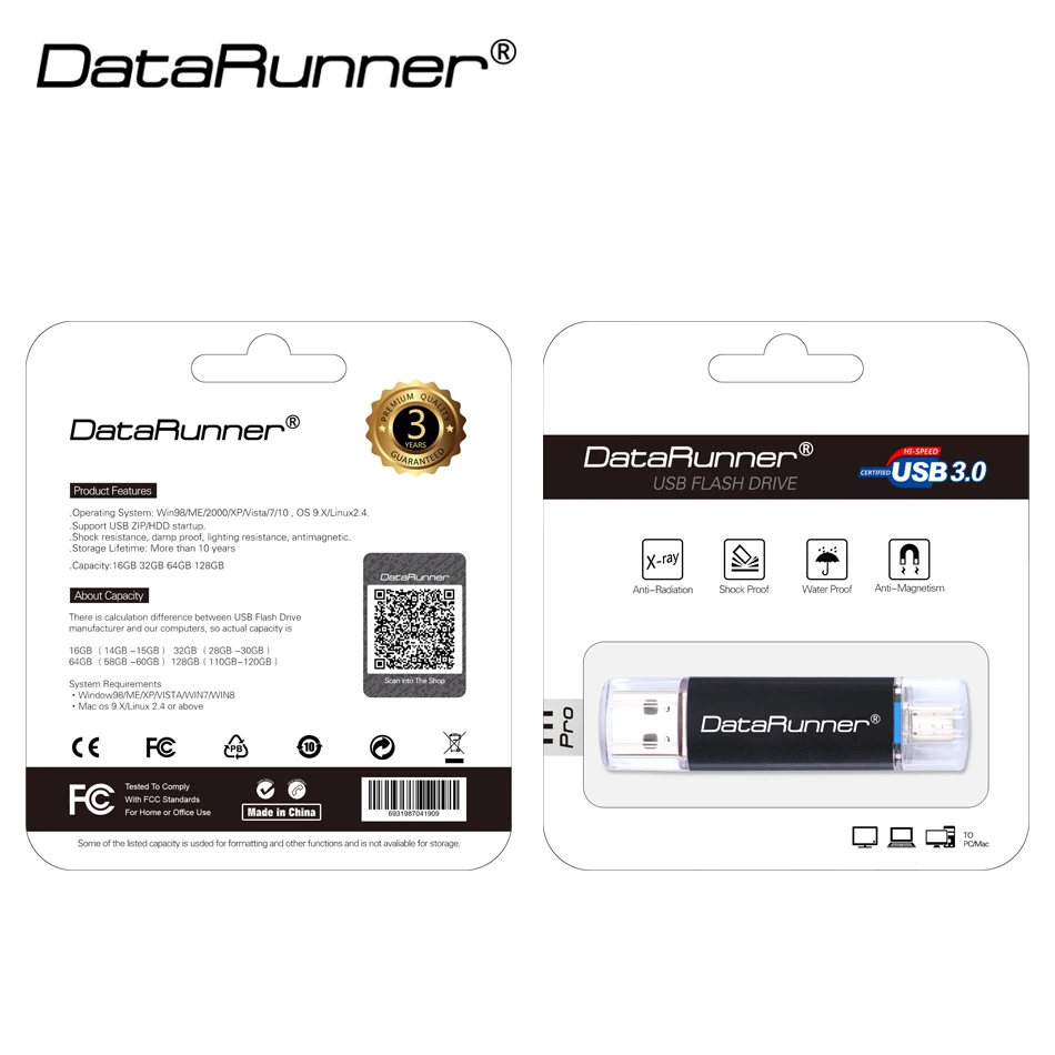 DataRunner USB 3,0 USB флеш-накопитель высокоскоростной OTG флеш-накопитель 16 ГБ 32 ГБ 64 Гб 128 ГБ 256 ГБ Флешка USB флешка 3,0 диск памяти