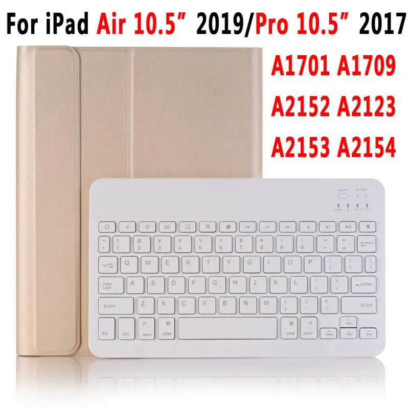 Тонкий беспроводной Bluetooth клавиатура карандаш Слот Чехол для Apple iPad 9,7 Air 1 2 3 10,5 Pro 11 Pro 12,9 крышка - Цвет: Gold for 10.5 inch
