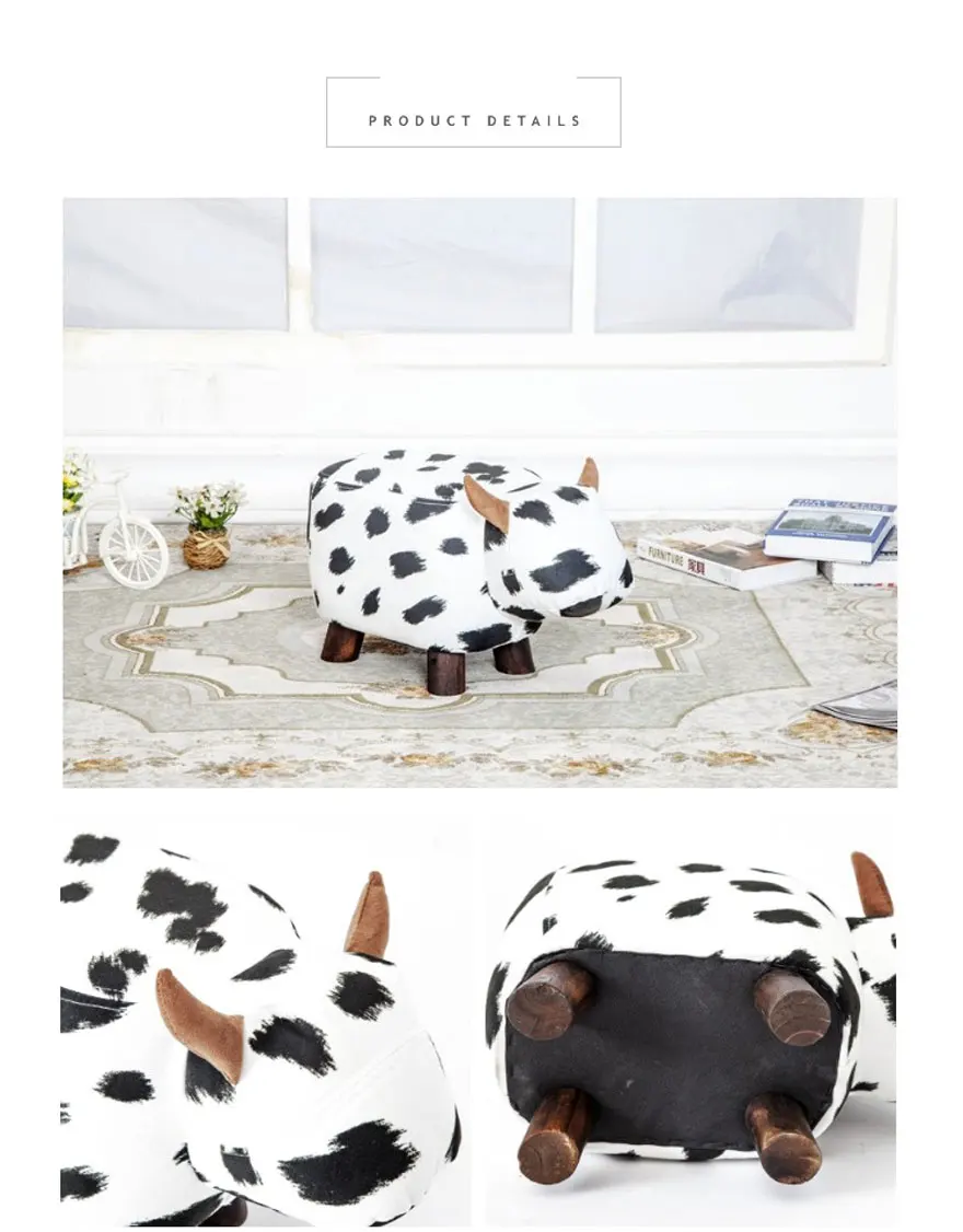 Специальное предложение настоящий китайский фарфоровый пуф Poire крупного рогатого скота стул детская обувь скамейка животное корова мешок деревянный современный