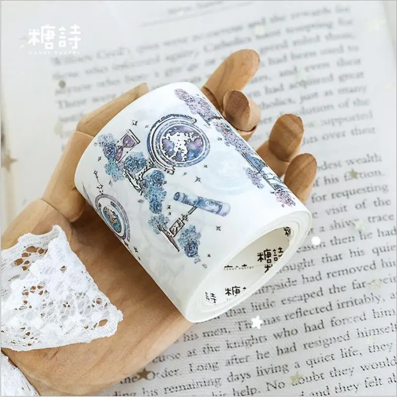 

5m Length Foil Gild silver Washi Tape Retro Globe DIY Decorative Scrapbooking Masking Tape Adhesive Washi Tape Set Label Sticker