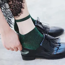 Модные женские прозрачные блестящие носки летние тонкие Harajuku Короткие блестящие носки женские забавные Повседневные носки хипстерские носки