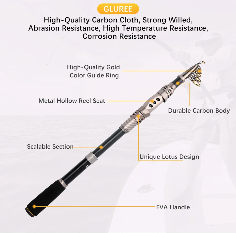K8356 99% Carbon Portable Telescopic Fishing Rod Spinning Fish Hand Summer Fishing Tackle Sea Rod 1.8M 2.1M 2.4M 2.7M 3.0M 3 (8)