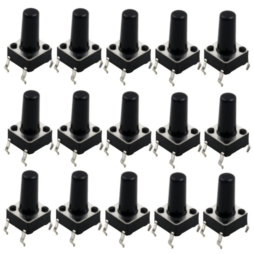 

50pcs/lot Micro Switch 4Pin 6x6x12mm Tactile Tact Momentary Push Button Switches Self-Resetting DIP for PCB