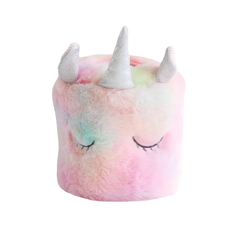 

1 Pc Cute Unicorn Tissue Box Plush Tissue Storage Holder Funny Round Unicorn Pattern Tissue Box For Home Bedroom Restaurant