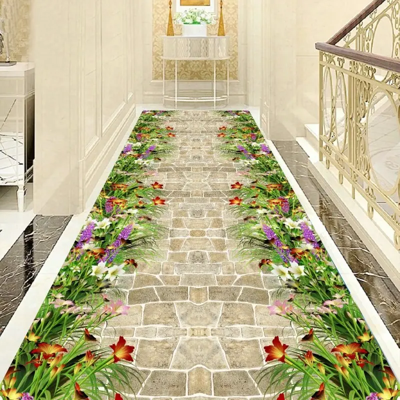 Long Corridor Carpet Decorative Floral Stair Carpet Home Entrance/Hallway Doormat Hotel Aisle Rug Living Room And Bedroom Rugs