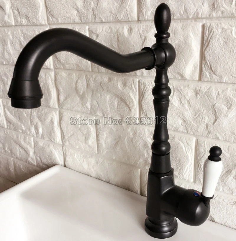  Black Oil Rubbed Bronze Faucet Ceramic Single Handle Kitchen Faucet Cold and Hot Water Sink Mixer W - 32819403616