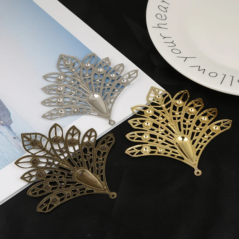 

10pcs Gold/Bronze/Rhodium Plated 75x78mm Peacock Shape Filigree Connectors Metal Connector For Jewelry Making DIY Accessories