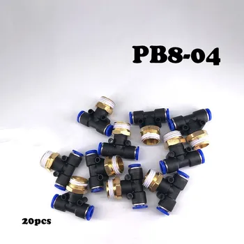 

Free Shipping 20Pcs/Lot PB8-04 T-Type Pneumatic Fittings tube 8mm thread 1/2"