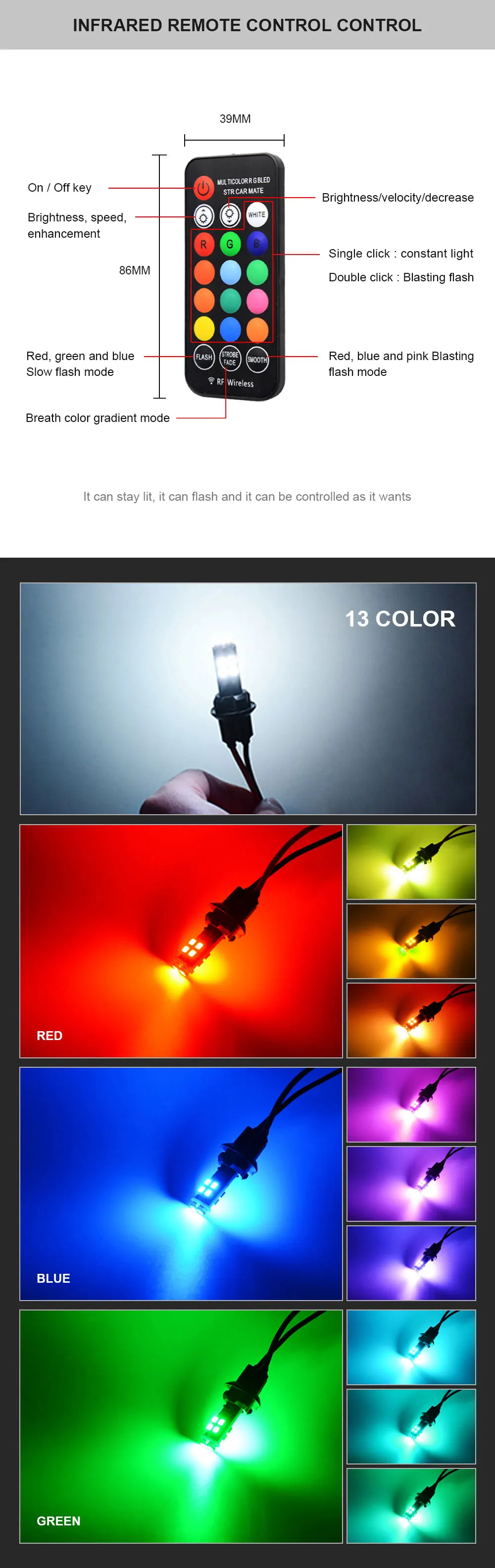 EURS дизайн, комплект одежды из 2 предметов RGB T10 W5W 3535 10SMD RF яркие красочные для автомобиля светодиодный габаритный фонарь позиции светильник с пультом дистанционного управления Управление 12V