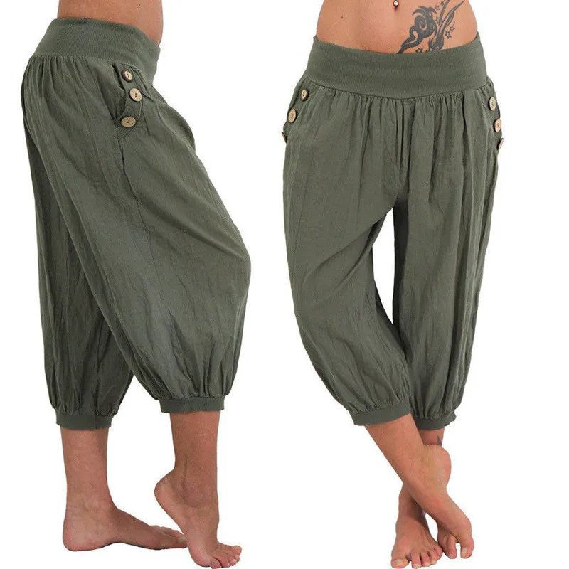 Новые повседневные брюки Aladdin больших размеров и полных штанов для лета в Европе и Америке - Цвет: green