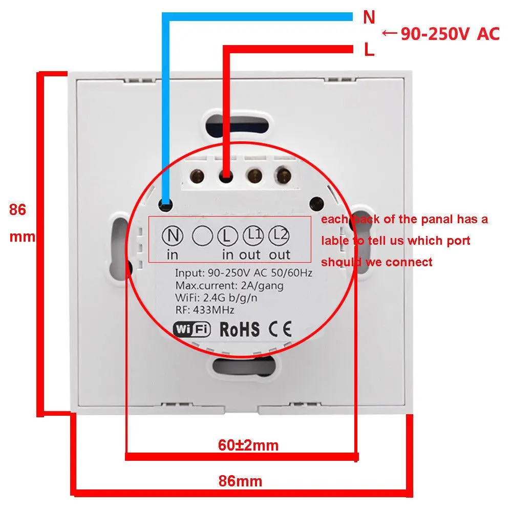 Sonoff T1 сенсорный Умный Переключатель ЕС WiFi и RF 86 Тип умный настенный сенсорный выключатель света дистанционное управление Умный дом Модуль Автоматизации