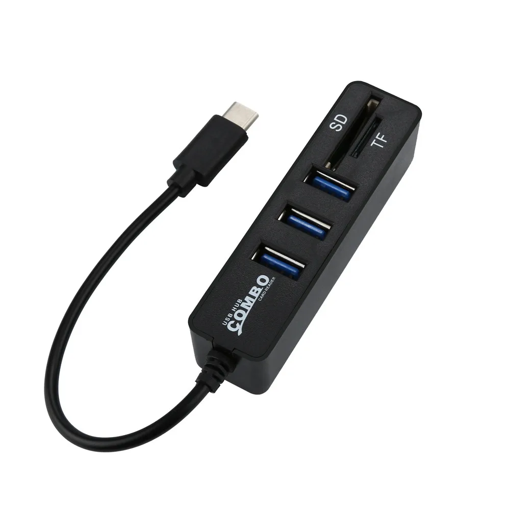 

2 in 1 Type-C OTG USB 2.0 Hub Splitter Combo 3 Ports & SD/TF Card Reader 6J16 Drop Shipping